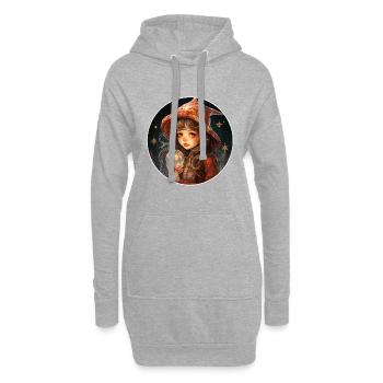 Fille rêveuse avec boule à neige à Noël - Sweat-shirt à capuche long Femme - gris chiné - Devant
