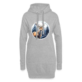 Paysage d’hiver enneigé avec des cerfs - Sweat-shirt à capuche long Femme - gris chiné - Devant