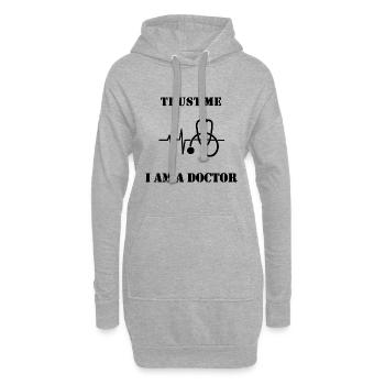 Glaub mir, ich bin Arzt - Hoodie-Kleid - Grau meliert - Vorne