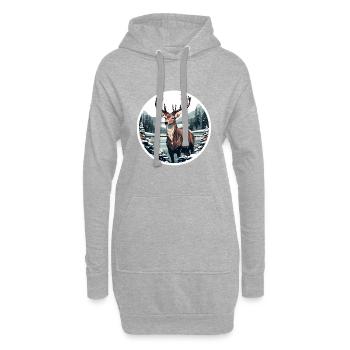 Cerf dans le paysage d’hiver - Sweat-shirt à capuche long Femme - gris chiné - Devant