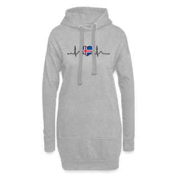 Islande Heartline Heartbeat Scandinavie Vacances - Sweat-shirt à capuche long Femme - gris chiné - Devant