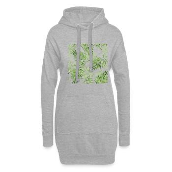 Feuilles tropicales - Sweat-shirt à capuche long Femme - gris chiné - Devant