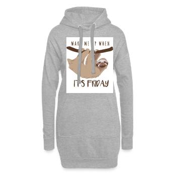 Paresseux Réveille-moi quand c'est vendredi - Sweat-shirt à capuche long Femme - gris chiné - Devant