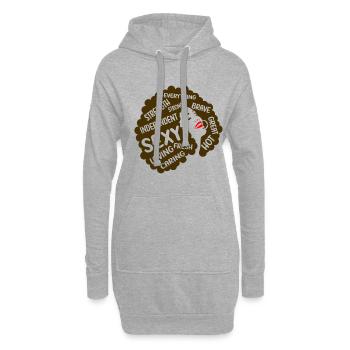 Afro Fille - Sweat-shirt à capuche long Femme - gris chiné - Devant
