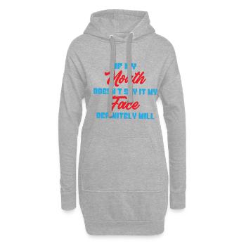 Si ma bouche ne dis-le mon visage le fera certainement - Sweat-shirt à capuche long Femme - gris chiné - Devant