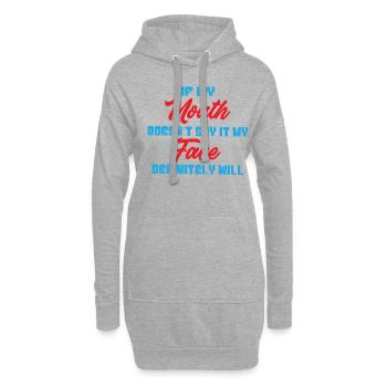 Si ma bouche ne dis-le mon visage le fera certainement - Sweat-shirt à capuche long Femme - gris chiné - Devant