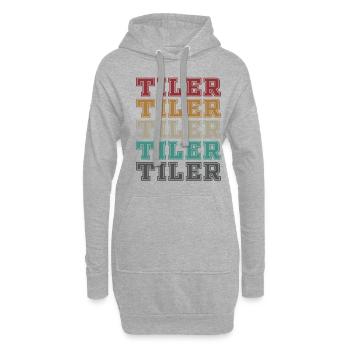 Lettrage rétro - Sweat-shirt à capuche long Femme - gris chiné - Devant