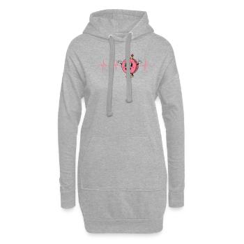 Battement de cœur de macaron - Sweat-shirt à capuche long Femme - gris chiné - Devant