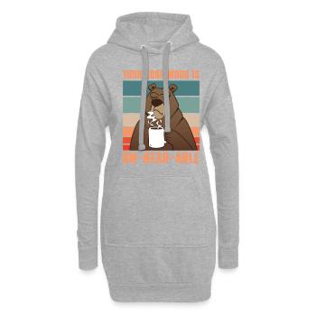 Lustiger Morgenkaffee Trinkender Braunbär Bär - Hoodie-Kleid - Grau meliert - Vorne