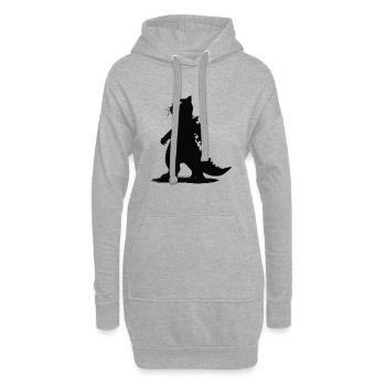 Cat Kaiju – Monsterfilm & Katzen-Fans aufgepasst! - Hoodie-Kleid - Grau meliert - Vorne