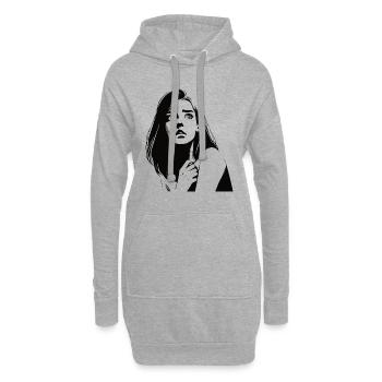 Conception expressive de peur avec une femme anxieuse - Sweat-shirt à capuche long Femme - gris chiné - Devant