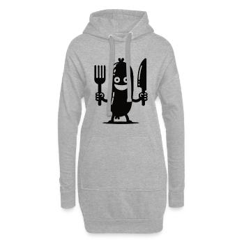 Lustiges Würstchen – Ein Biss voller Spaß - Hoodie-Kleid - Grau meliert - Vorne