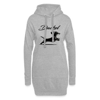 Lustiger Dackel – Der lange Hund mit viel Humor - Hoodie-Kleid - Grau meliert - Vorne
