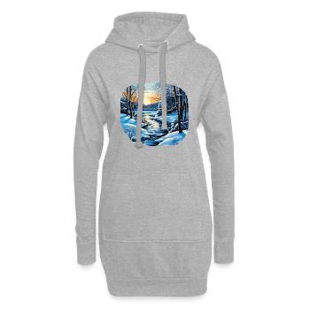 Hiver - Sweat-shirt à capuche long Femme - gris chiné - Devant