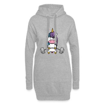 Einhorn fitness bodybuilding yoga gym geschenk - Hoodie-Kleid - Grau meliert - Vorne