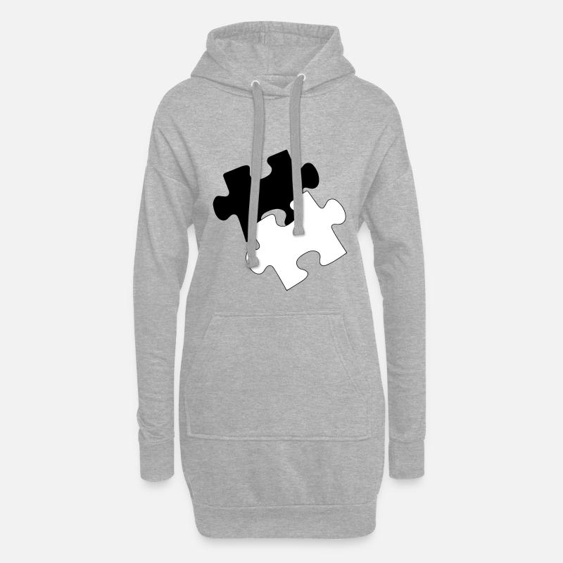 Puzzle - Hoodie-Kleid - Grau meliert