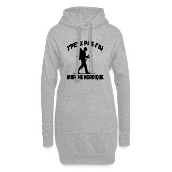 J'peux pas j'ai Marche Nordique Cadeau Humour - Sweat-shirt à capuche long Femme - gris chiné - Devant