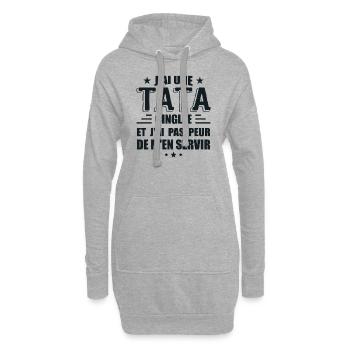 J'ai Une Tata Cinglée - Sweat-shirt à capuche long Femme - gris chiné - Devant