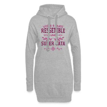 Super Tata Humour Idée Cadeau Tante Tatie - Sweat-shirt à capuche long Femme - gris chiné - Devant