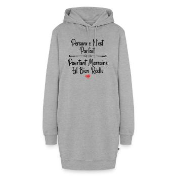 Marraine - Sweat-shirt à capuche long Femme - gris chiné - Devant