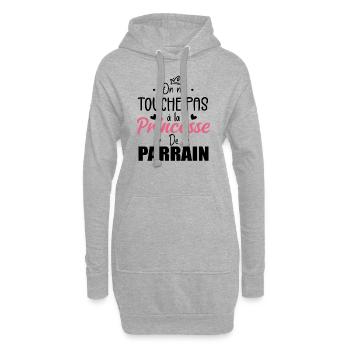 On Ne Touche Pas à La Princesse de Parrain - Sweat-shirt à capuche long Femme - gris chiné - Devant