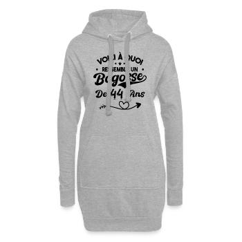 Bogosse 44 ans Cadeau Humour Anniversaire 44 ans - Sweat-shirt à capuche long Femme - gris chiné - Devant