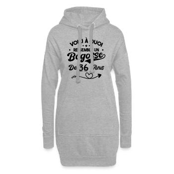 Bogosse 36 ans Cadeau Humour Anniversaire 36 ans - Sweat-shirt à capuche long Femme - gris chiné - Devant