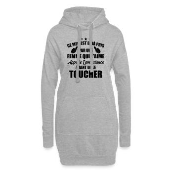 Mec deja pris cadeau homme amour femme - Sweat-shirt à capuche long Femme - gris chiné - Devant