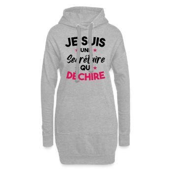 Je Suis Une Secrétaire Qui Déchire - Sweat-shirt à capuche long Femme - gris chiné - Devant