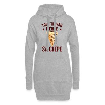 Tout Travail Mérite Sa Crêpe ! Cadeau Humour Crêpe - Sweat-shirt à capuche long Femme - gris chiné - Devant