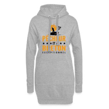 Pêcheur et Breton Exceptionnel - Cadeau Pêcheur - Sweat-shirt à capuche long Femme - gris chiné - Devant