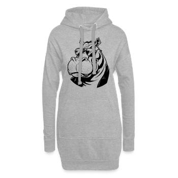 Lustige Pralle Bebrillte Nilpferd Sonnenbrille Hippo - Hoodie-Kleid - Grau meliert - Vorne
