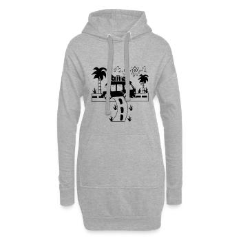 Urlaub mit dem Bus Sonne Palmen Surfen - Hoodie-Kleid - Grau meliert - Vorne