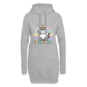 Isabella Einhorn Name - Hoodie-Kleid - Grau meliert - Vorne
