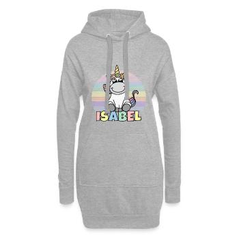 Nom de la licorne Isabel - Sweat-shirt à capuche long Femme - gris chiné - Devant