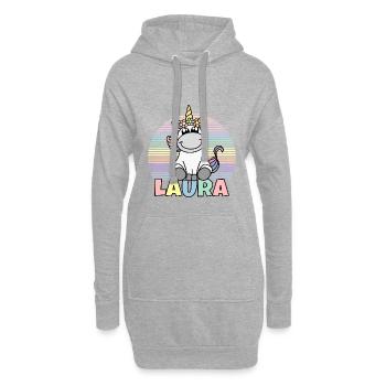Laura Einhorn Name - Hoodie-Kleid - Grau meliert - Vorne