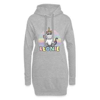 Leonie Einhorn Name - Hoodie-Kleid - Grau meliert - Vorne