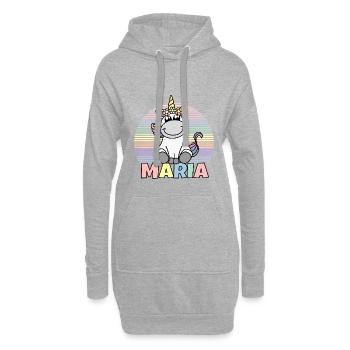 Nom de la licorne Maria - Sweat-shirt à capuche long Femme - gris chiné - Devant