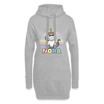 Nora Einhorn Name - Hoodie-Kleid - Grau meliert - Vorne