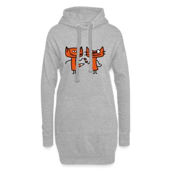 Fuchs und Katze - Hoodie-Kleid - Grau meliert - Vorne