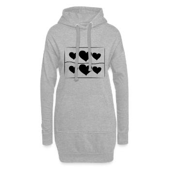 Coeur Six Coeurs Symbole Ligne D’amour Carré - Sweat-shirt à capuche long Femme - gris chiné - Devant