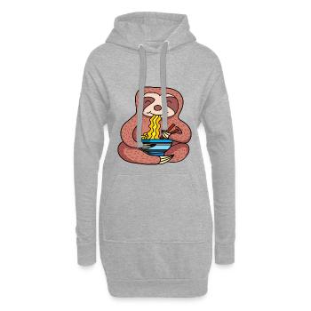Ramen Life Motiv Faultier Motiv Shirt Ramen Noodle - Hoodie-Kleid - Grau meliert - Vorne