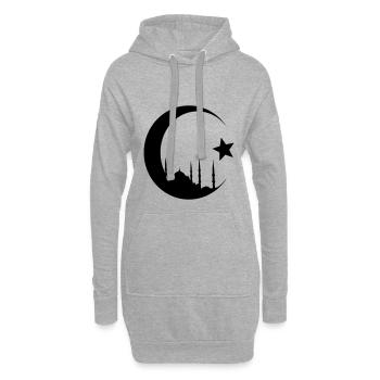 Halbmond mit Moschee - Hoodie-Kleid - Grau meliert - Vorne