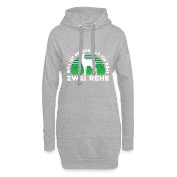 Was ist besser als ein Reh? Zwei Rehe - Hoodie-Kleid - Grau meliert - Vorne