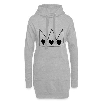 Symbole de la couronne Roi Coeurs Coeur - Sweat-shirt à capuche long Femme - gris chiné - Devant