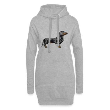 teckels, - Sweat-shirt à capuche long Femme - gris chiné - Devant