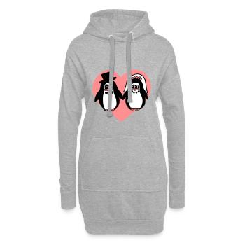 Pinguin Hochzeit - Hoodie-Kleid - Grau meliert - Vorne
