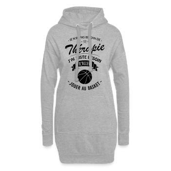 Tshirt Thérapie Basket pr Basketteur / Basketteuse - Sweat-shirt à capuche long Femme - gris chiné - Devant