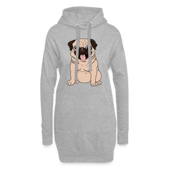 Mops - Hoodie-Kleid - Grau meliert - Vorne