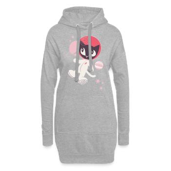 Pussy Deluxe Chat Astronaute Dans L'espace - Sweat-shirt à capuche long Femme - gris chiné - Devant